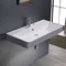 Rectangle White Ceramic Wall Mounted or Drop In Sink